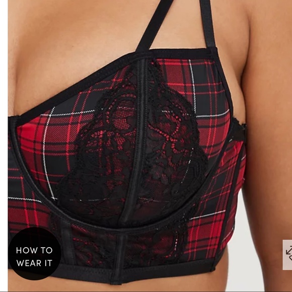 ⬇️Torrid red plaid strappy long line bralette - Picture 3 of 6